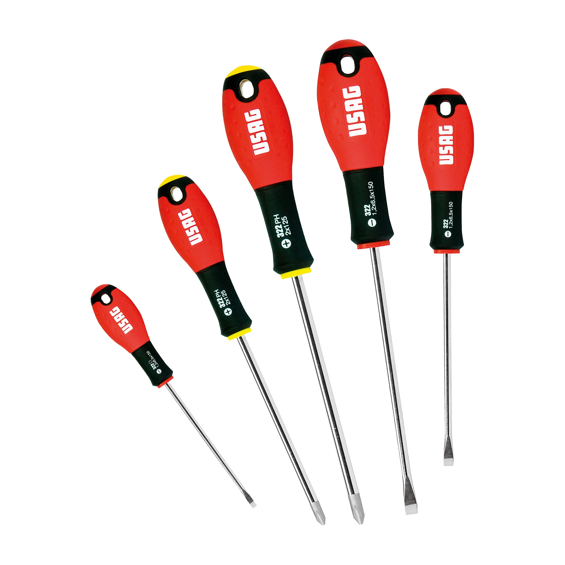 322 SH5 - Serie di 5 giraviti per viti con intaglio e impronta a croce phillips® - Usag - U03220253 322 SH5 - Serie di 5 giraviti per viti con intaglio e impronta a croce phillips® - Usag - U03220253